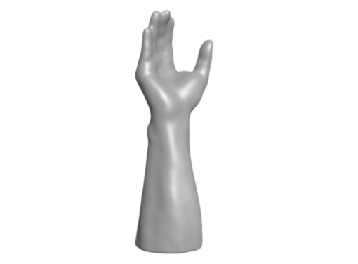 Eine positiv-Fräsung einer Hand mit Unterarm