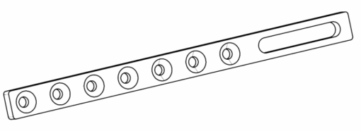 Eine längliche Leiste mit Abschwenkmechanismus und löchern zur Befestigung