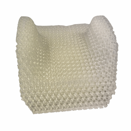 Ein 3D-gedrucktes Sitzschalenpolster aus einem gummiähnlichen Material - Rückenteil