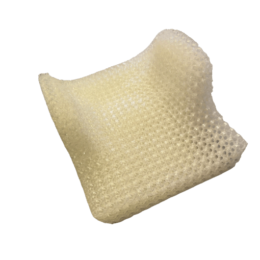 Ein 3D-gedrucktes Sitzschalenpolster aus einem gummiähnlichen Material - Rückenteil