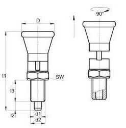 Rastbolzen verzinkt M10 x 1, Typ 29-44, mit Arretierung, , BK29.0044.100100