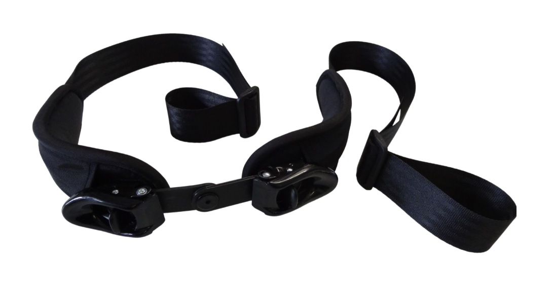 Ein Oberschenkel-Gurt mit Ratschen-Schnallen; in extra verstärkter Ausführung