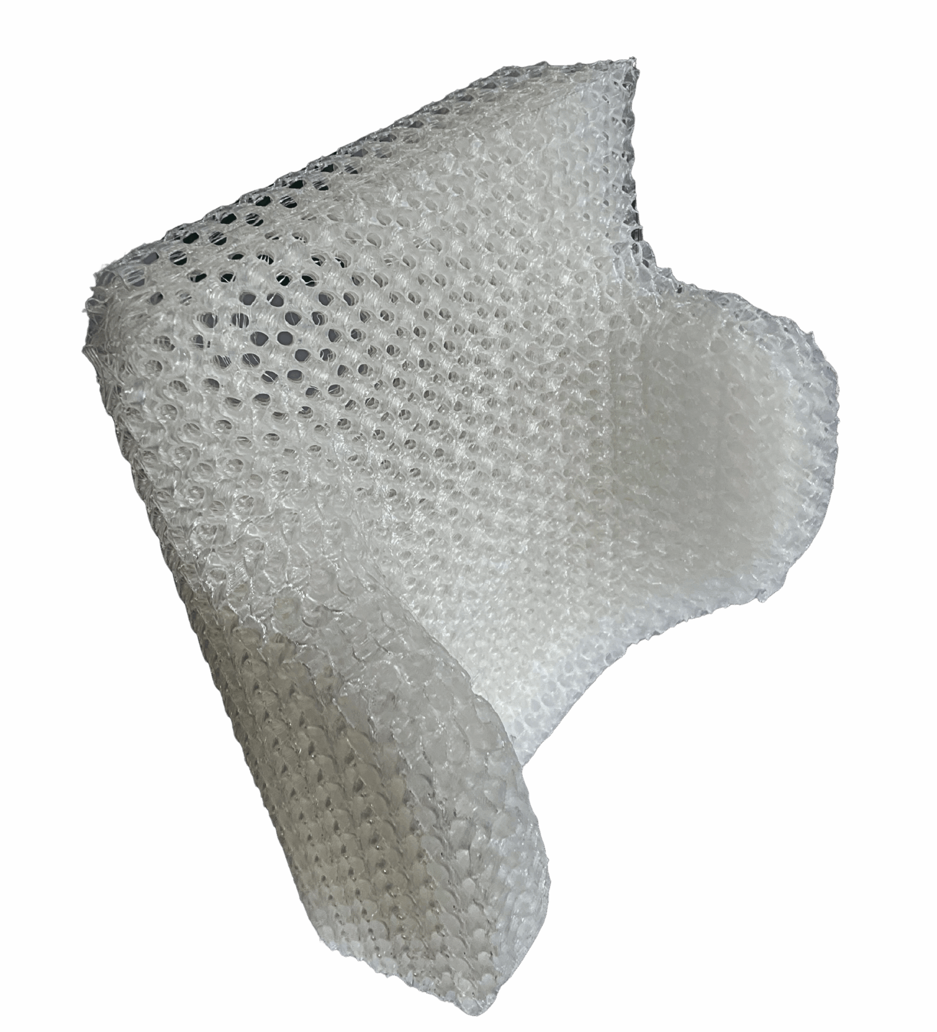 Der Rücken eines 3D-gedruckten Sitzpolsters aus einem Kunststoff, belüftet, Frontansicht