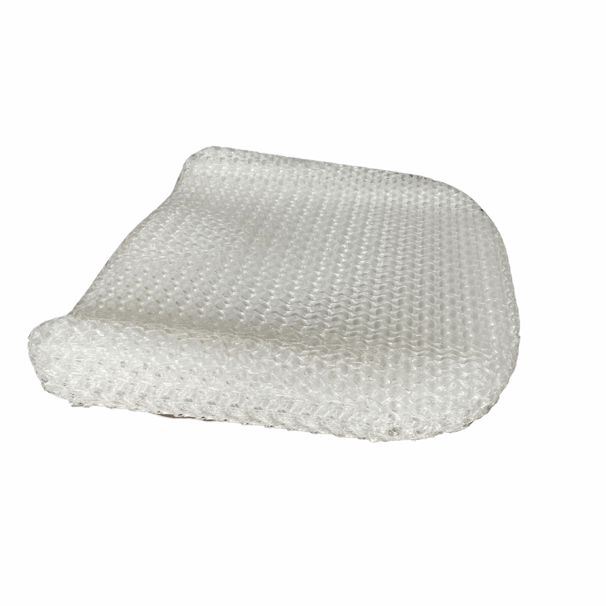 Ein 3D-gedrucktes Sitzkissenen, aus einem Kunststoff, belüftet, Seitenansicht