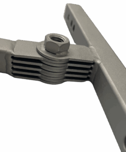 Ein Lamellengelenk des Armlehnenträgers,  gekröpft, Typ II, Edelstahl, glasperlengestrahlt