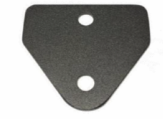 Ein dreickiger Gurtverbinder mit löchern zur Befestigung