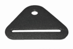 Ein dreickiger Gurtverbinder mit einem Loch und einem Langloch zur Befestigung