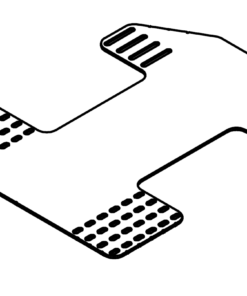 eine technische Zeichnung eines Sitzbleches mit Löchern und Langlöchern zur Befestigung