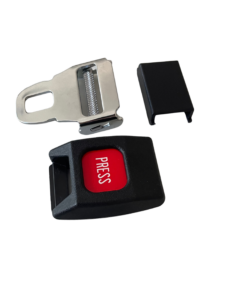 Ein großes Metallschloss mit Einrastvorrichtung und einem traditionellen Knopf zum öffnen - einzelteile