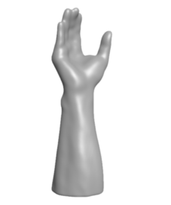 Eine positiv-Fräsung einer Hand mit Unterarm