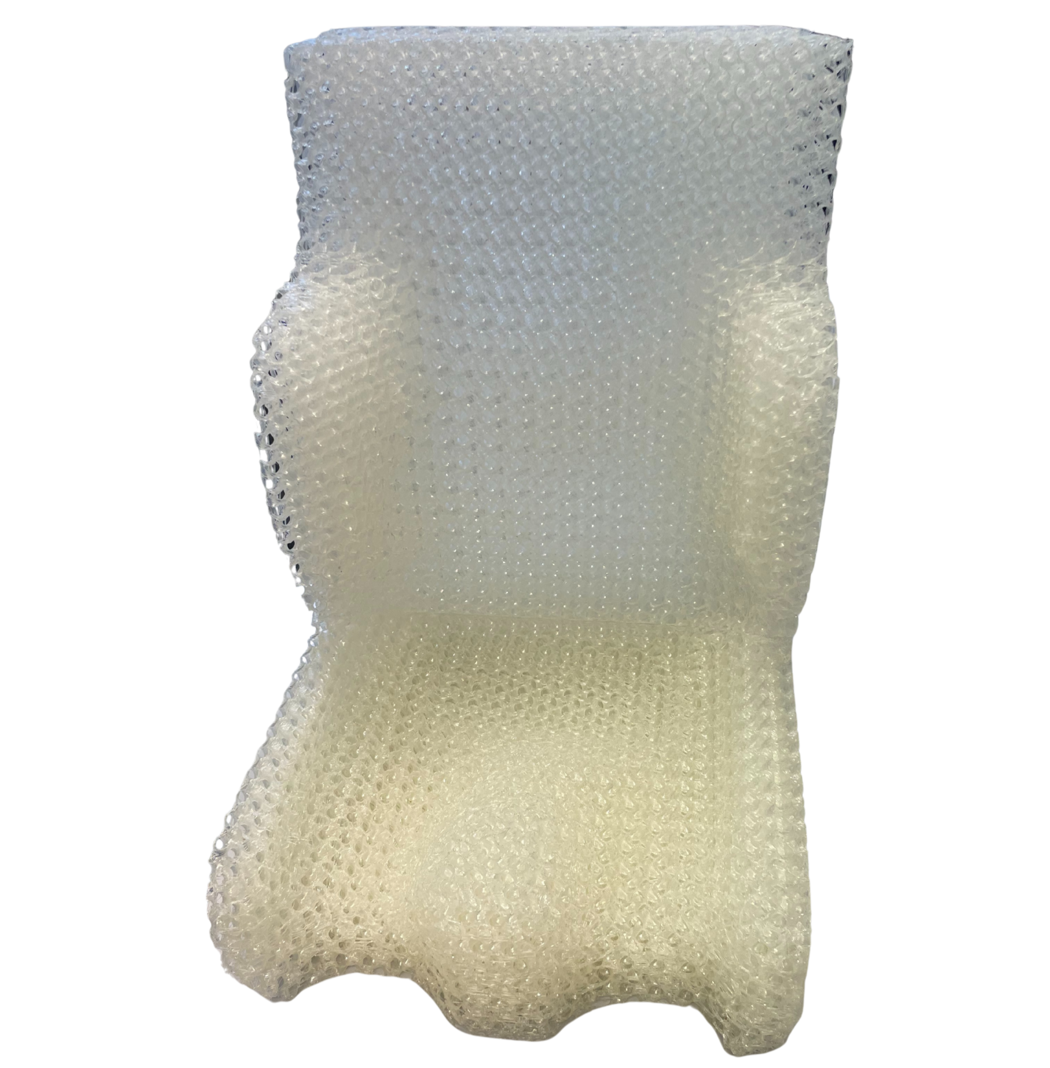 Der Sitz eines 3D-gedruckten Sitzpolsters aus einem Kunststoff, belüftet, Frontansicht