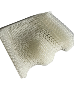 Eine 3D-gedrucktes Sitzpolster aus einem Kunststoff, belüftet, Frontansicht. komplett