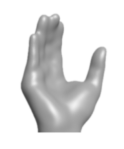 Eine positiv-Fräsung einer Hand bis zum Handgelenk